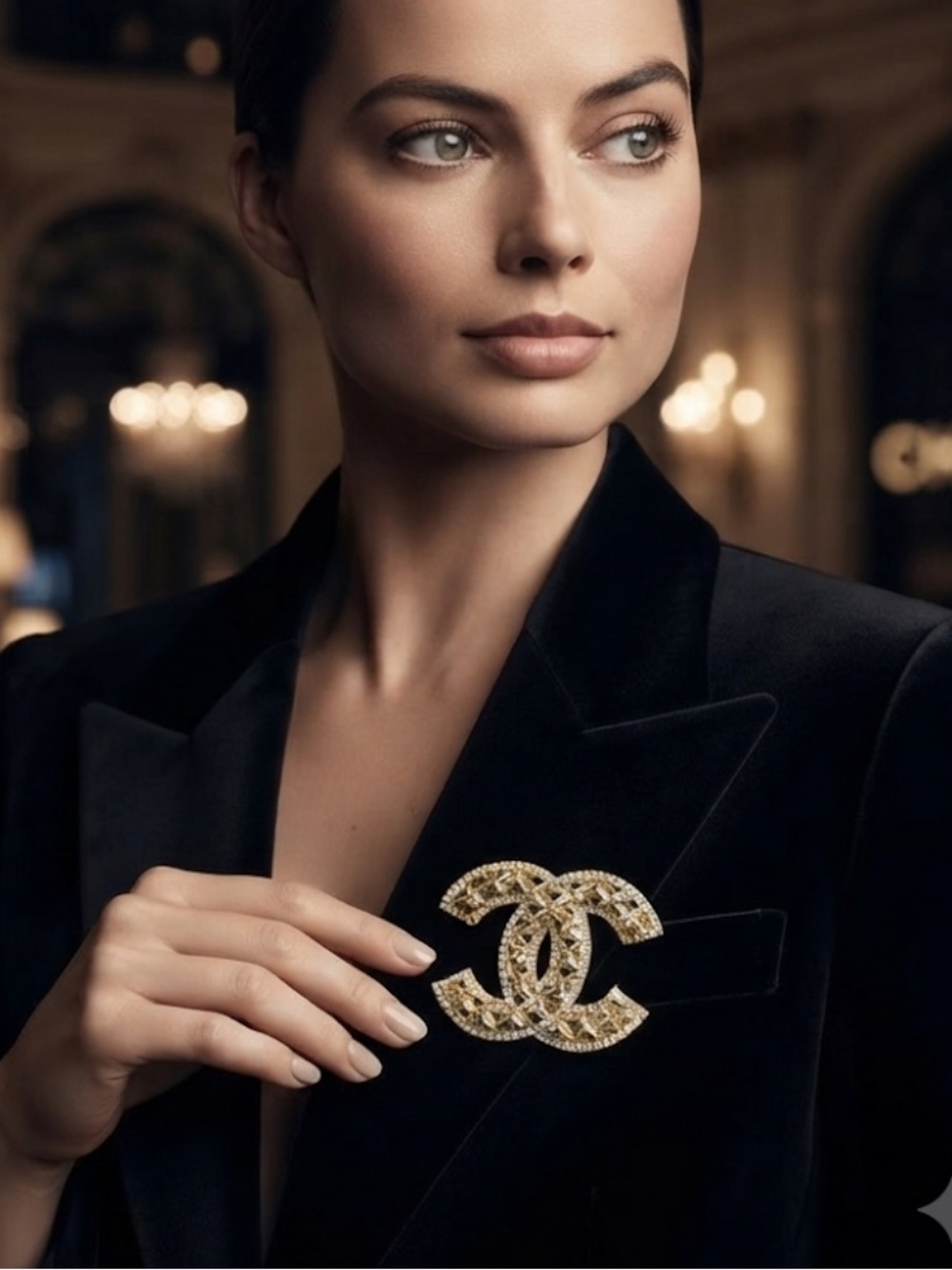 CHANEL Brooch Interlocking Logo